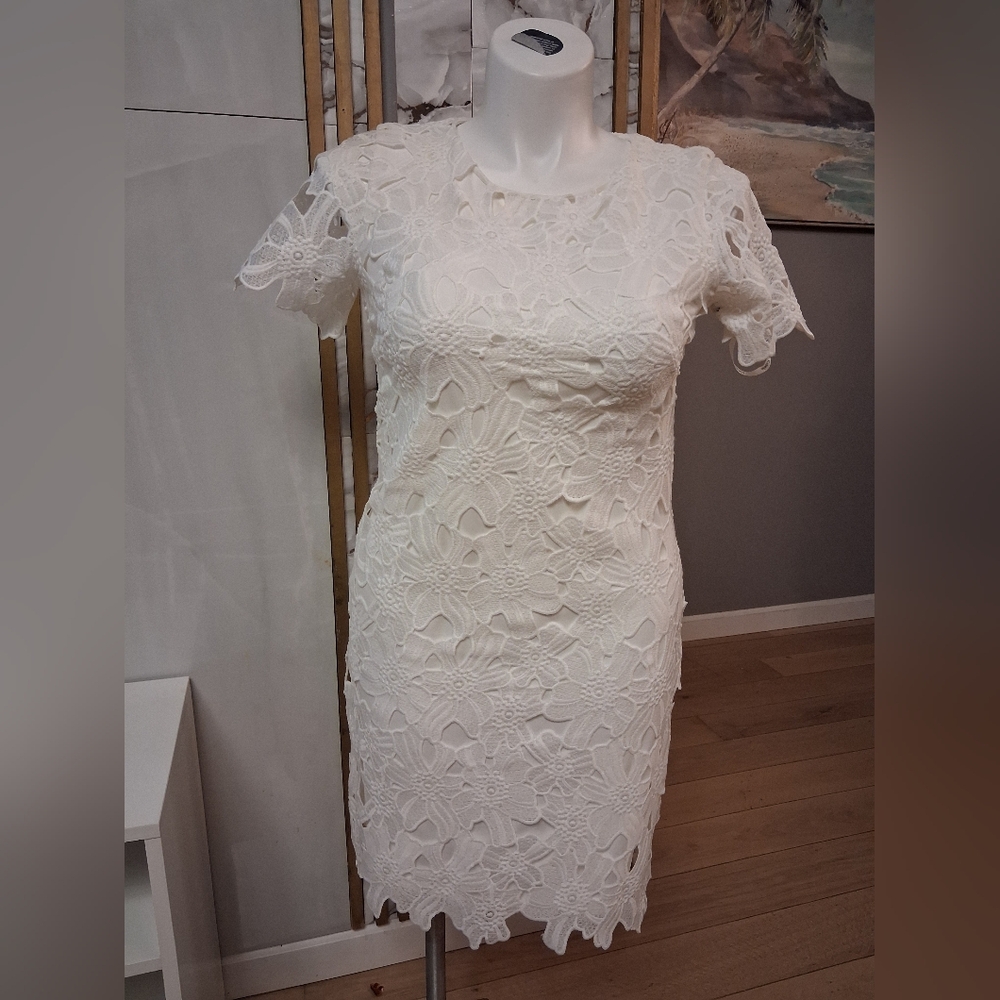 Calvin Klein White Floral Lace Mini Dress